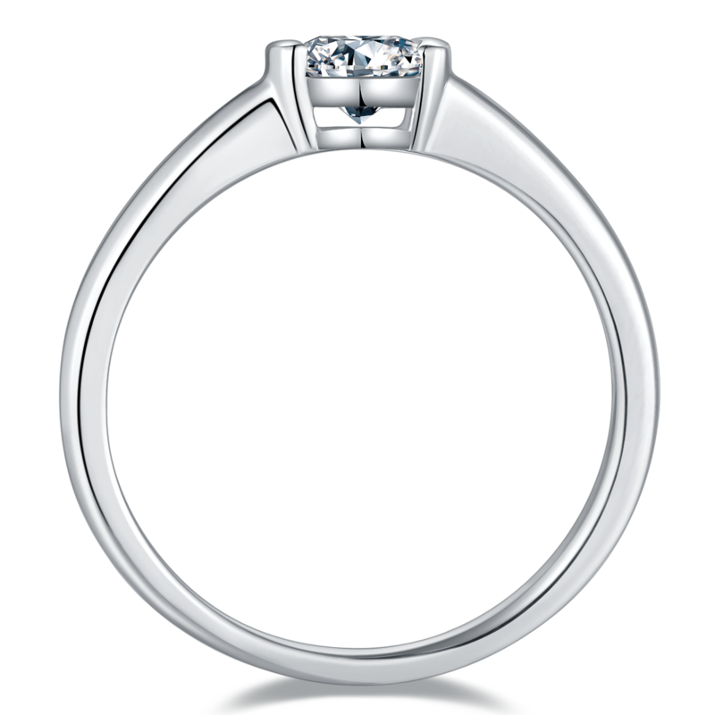 简约圆形S925银镀白金MoissaniteWomen's Ring0.5ctD级